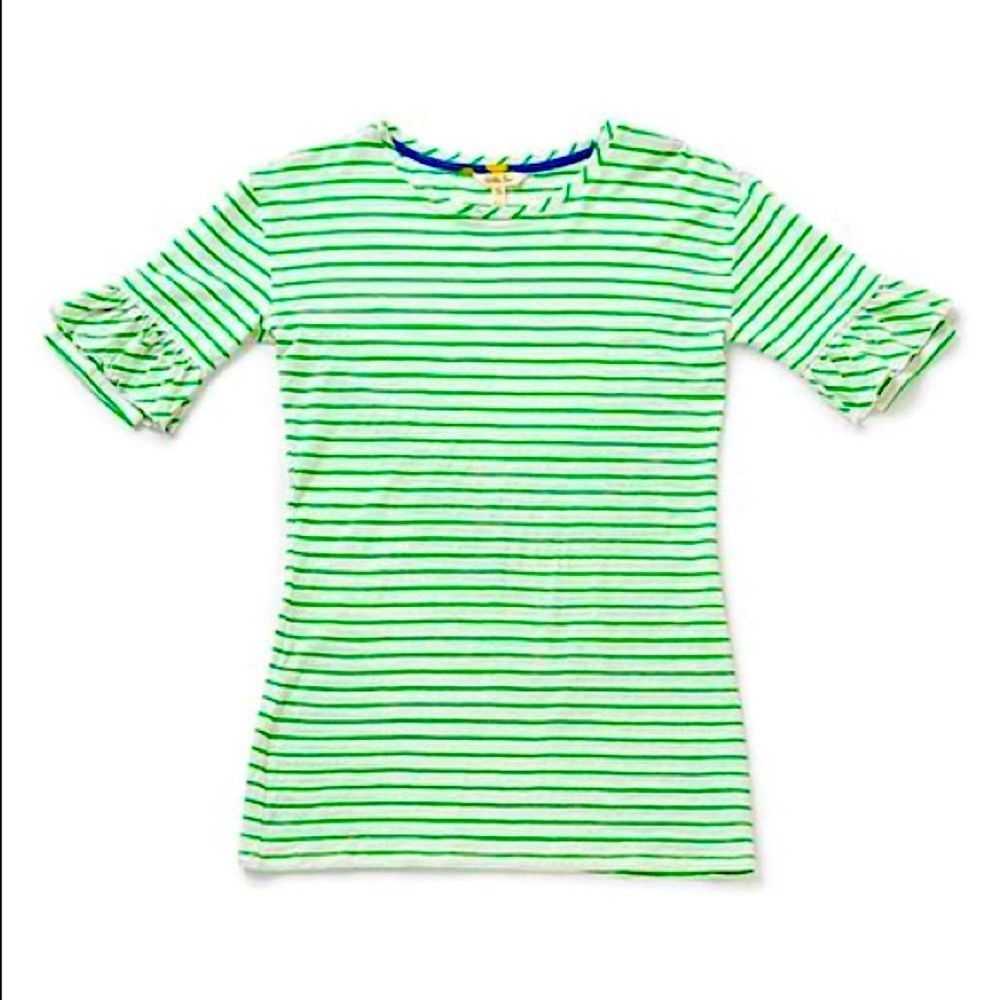MATILDA JANE Green & White Stripe Ruffle Sugar Sugar Tunic - Women- Size Small